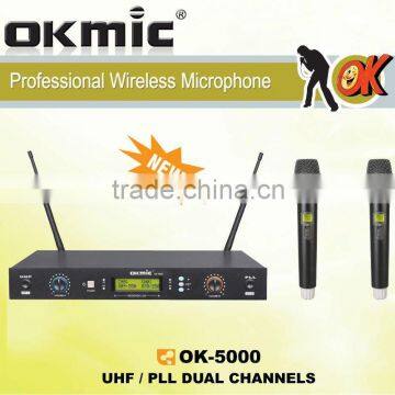 OK-5000 Dual Channels/UHF PLL 32/99 channels UHFmicrophone