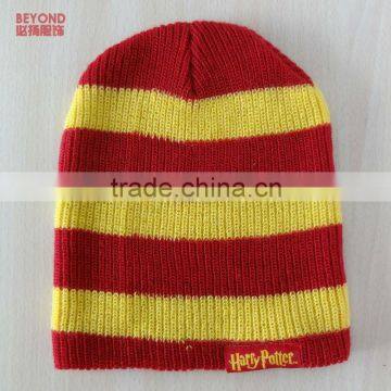 acrylic stripe winter hat knitted beanie