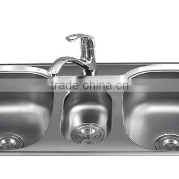 Three bowls stainless Steel sink