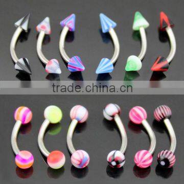 Acrylic ball or cone stainless steel post eyebrow ring ,body piercing jewelry