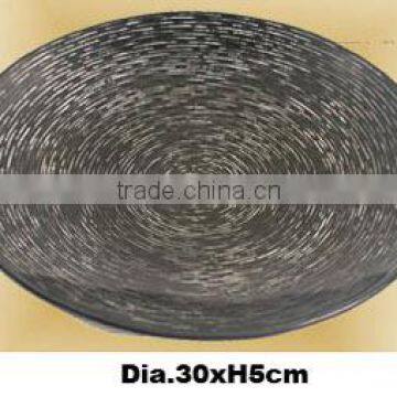 Black and white lacquered round plates TK Vietnam