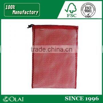 Durable wholesale cheap polyester draw string mesh bag with tag
