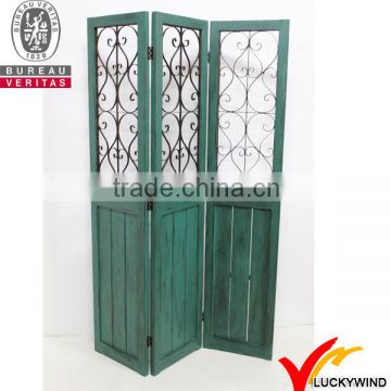 vintage chic ornaments partition wood foldable door screen