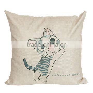 Home Decorative Cat Printing Linen Cheap Cushion Cover photo-4