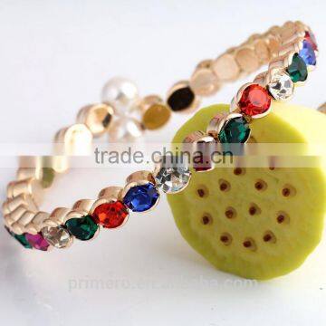 New Rose Gold Plated Colourful Diamond Austria Rhinestone Pearl Bangle Bracelet photo-2