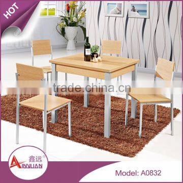 Foshan dining room furniture turkish cheap square MDF wood dining table and 4 chairs set