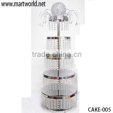 hot sale 5-tier silver crystal wedding cake stand for wedding decoration & party decoration(cake-005)