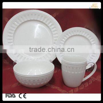 16 pcs embossed porcelain tableware