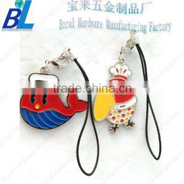 Soft enameled metal cartoon chicken shaped phone decoration