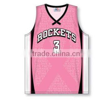 100% Polyester Custom Sublimated V-Neck Rockets Pro Cut Basketball Jersey / Shirt