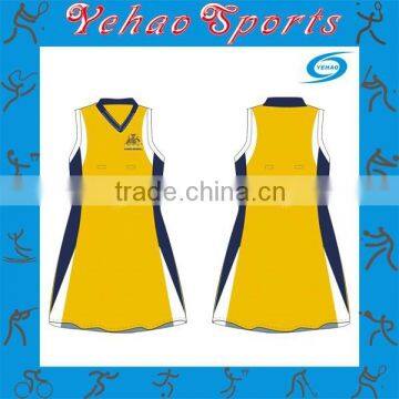 Yellow color netball dress design for sale