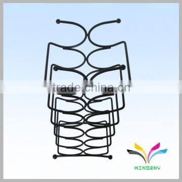 China Manufacturer High Quality Hot Sale Fancy Beautiful Display Rack Antique Red Wine Metal Wire Curved Glass Shelf photo-2