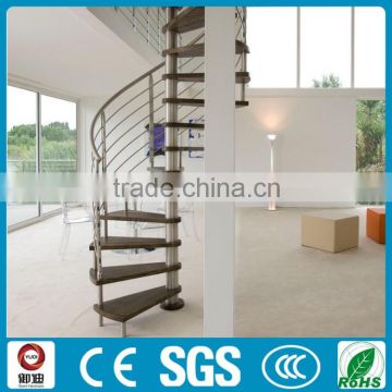 Modern exterior stainless steel wood round stairs --YUDI