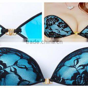 Sponge Lingerie For Curvy Women Cleavage Bras With Black Lace Cover