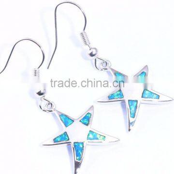 Wholesale 925 Sterling Silver Blue Opal Starfish Earrings photo-2