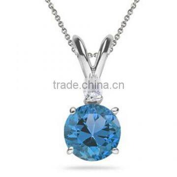 0.05 Ct Diamond & 1.14 Ct Blue Topaz Pendant in 14K White Gold 14K White Gold Topaz Diamond pendant