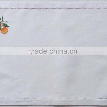 Hand embroidered cotton placemat-design 63-orange embroidery