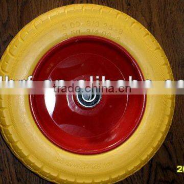 yellow pu foam rubber wheel 3.00-8
