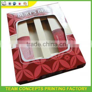 rectangle custom paper cosmetic gift box with clear window