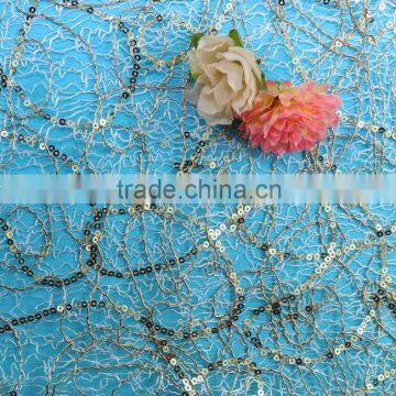 Wholesale Fabric Fancy sequins golden cord embroidery cord embroidery design cord lace fabric