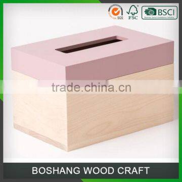 Pink Living Room Wooden Tissue Box photo-3