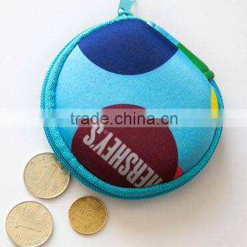 2015 High Quality Round Shape Neoprene Coin Purses/Bags,with zipper