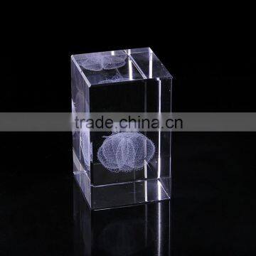 crystal crafts 3d laser Eiffel Tower model for souvenir cube