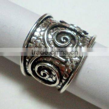 Oxidised hammered Spiral Plain 925 Solid Sterling Silver Ring, 925 Sterling Silver Ring, Designer Plain Silver Ring