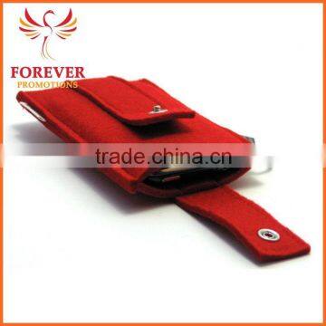 Custom Design Red Felt Phone Case With Snap-Fastener