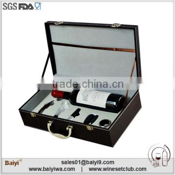 Luxury pu leather wine holder with wine accessories gift set