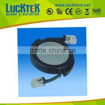 RJ11 / RJ12 telephone cable travel round box with 6P2C / 6P4C / 6P6C,push up travel cable box