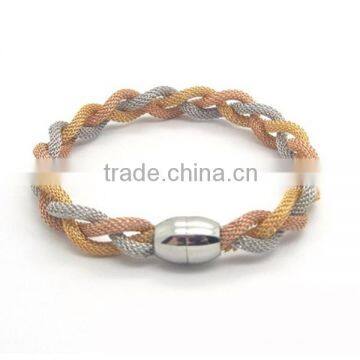 Mesh chain mix color plated braided design high quality bracelet stainless steel bracelet fashion bracelet wholesale (LB2236)