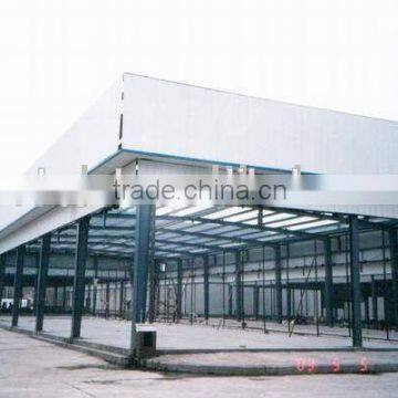 Steel construction warehouse with fireproof panels