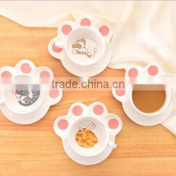 Creative Lovely Pussy Cat Ceramic Coffee Mug Set With Tea Tray, Promotional Pocelain Kitty Series of 2-piece Suit photo-2