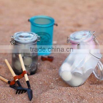 Foodgrade Transparent Colorful Storage Glass Jars With Hinged Lid