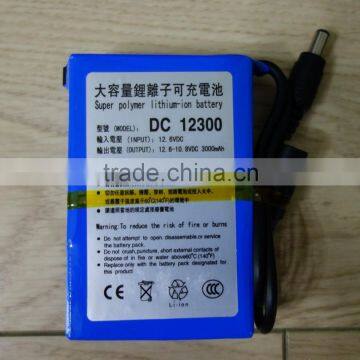 DC12V 3000mAh Li-ion Super Rechargeable Portable Battery