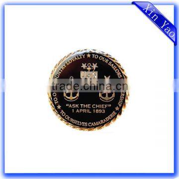 High quality custom logo gold epoxy souvenir coin