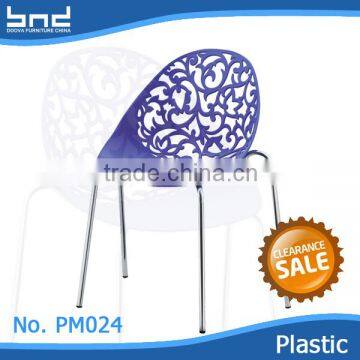 Cheap fancy colorful plastic stacking leisure dining room plastic chair PM024