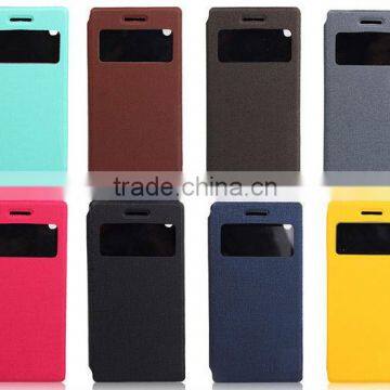 guangzhou shemax china leather case For huawei P6 with vewing window