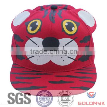 Flat brim kids cap made by cotton fabric in lovely animals design