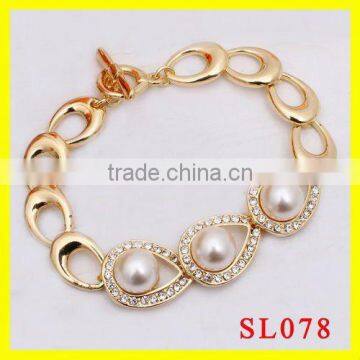 new design saudi 22k gold jewelry women pearl bracelet