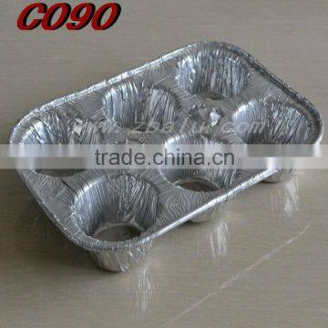 Aluminum Foil Disposable 6 Cavity Muffin Pan for bakery 900ml