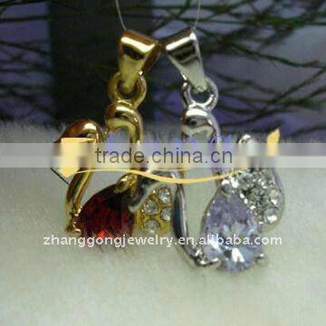 double swan crystal pendant necklace