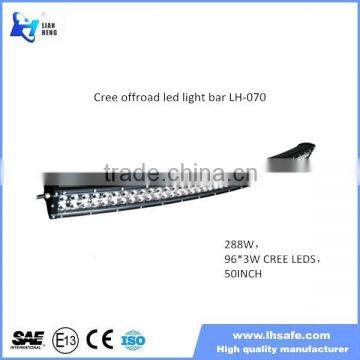 50 inch 288W 4x4 Led Car Light, auto led light bar arch bent, curved Led Light bar Off road LH-070