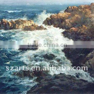 Top quality wave oil painting