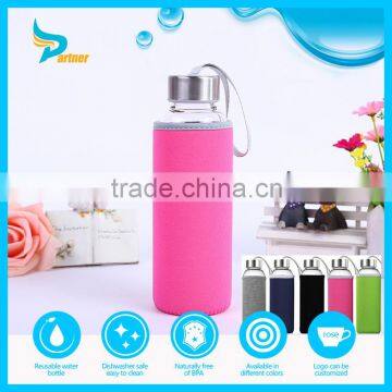 Custom logo printing 500ml insulated plastic water bottle with coloful protection bag