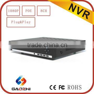 2MP POE P2P Onvif h 264 digital video recorder 8ch network dvr