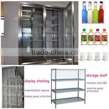 supermarket glass door display cold room for drinks temp 2~8degree C