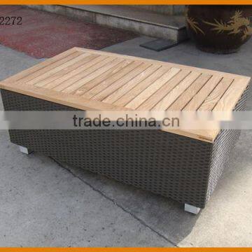 Cube Rattan Storage Box Wood Cover Large Size