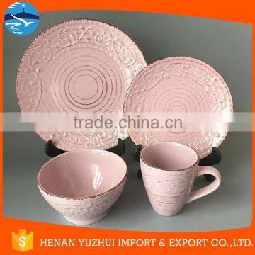 20pcs Hot Sale Emboss Earthenware Dinnerware Set With Color Box photo-2